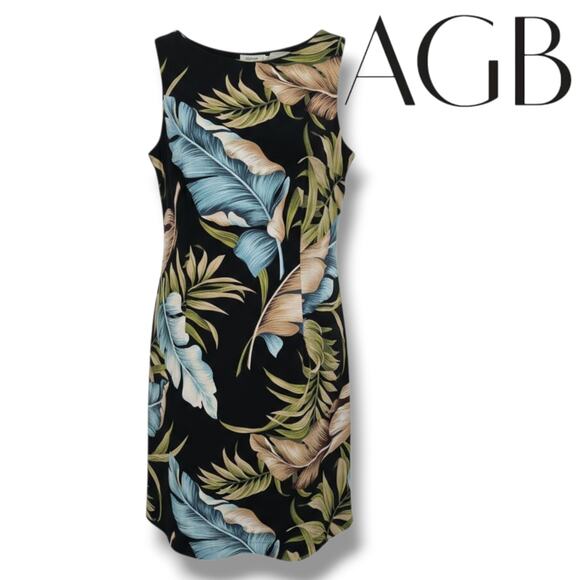 AGB Women’s Tropical Leaf Print Sleeveless Sheath Dress – Size 10, Zip Back - Picture 8 of 9
